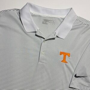 Tennessee Volunteers Nike Golf Dri Fit Polo Shirt Mens 3XL White Grat Stripped